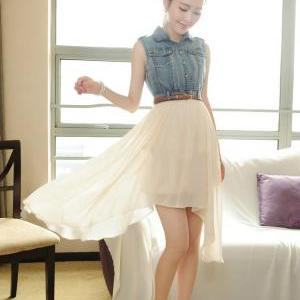 Summer Sleeveless Asymmetrical Chiffon Dress