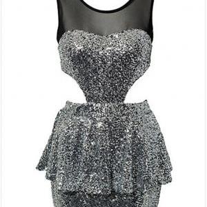 Sexy Sequined Hollow Out Slim Party Dress