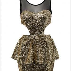 Sexy Sequined Hollow Out Slim Party Dress
