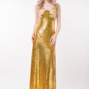 Sexy V-neck Backless Floor-length Sequined Evening..