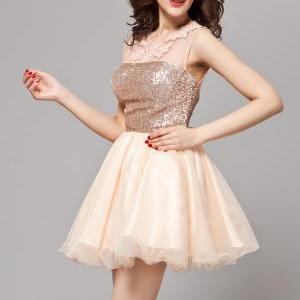 Women Sexy Sleeveless Backless A-line Sequined..