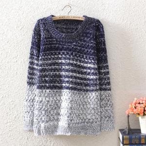 Fashion O-neck Long Sleeve Knit Pullovers Casual..