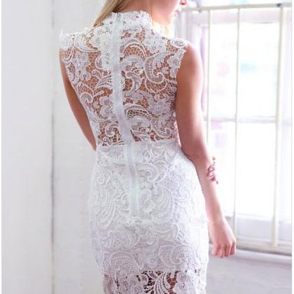 Summer Sexy Hollow Out Sleeveless Floral Lace..