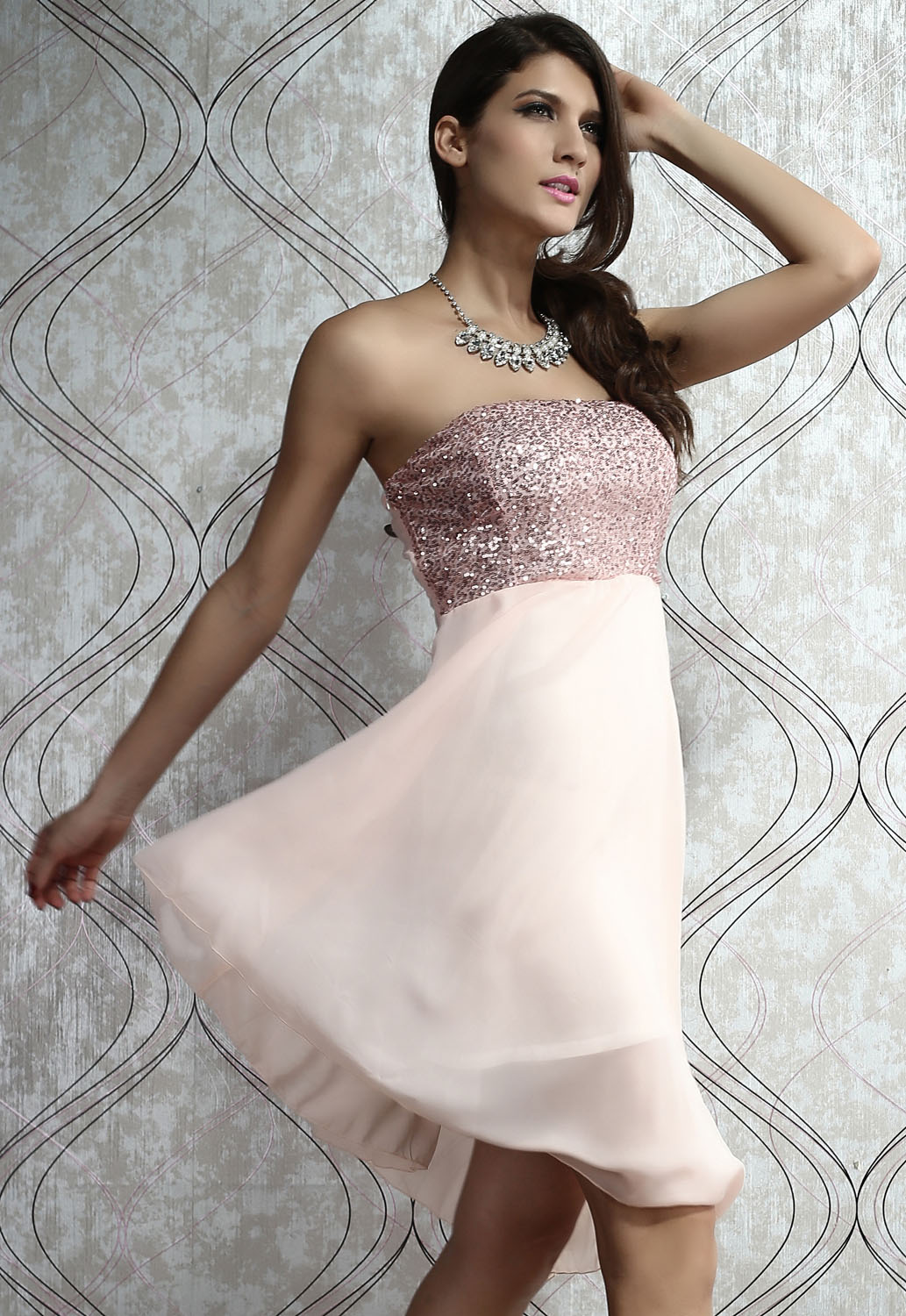 Sexy Pink Strapless Asymmetric Clubwear Party Dress Club Cocktail Prom Dress