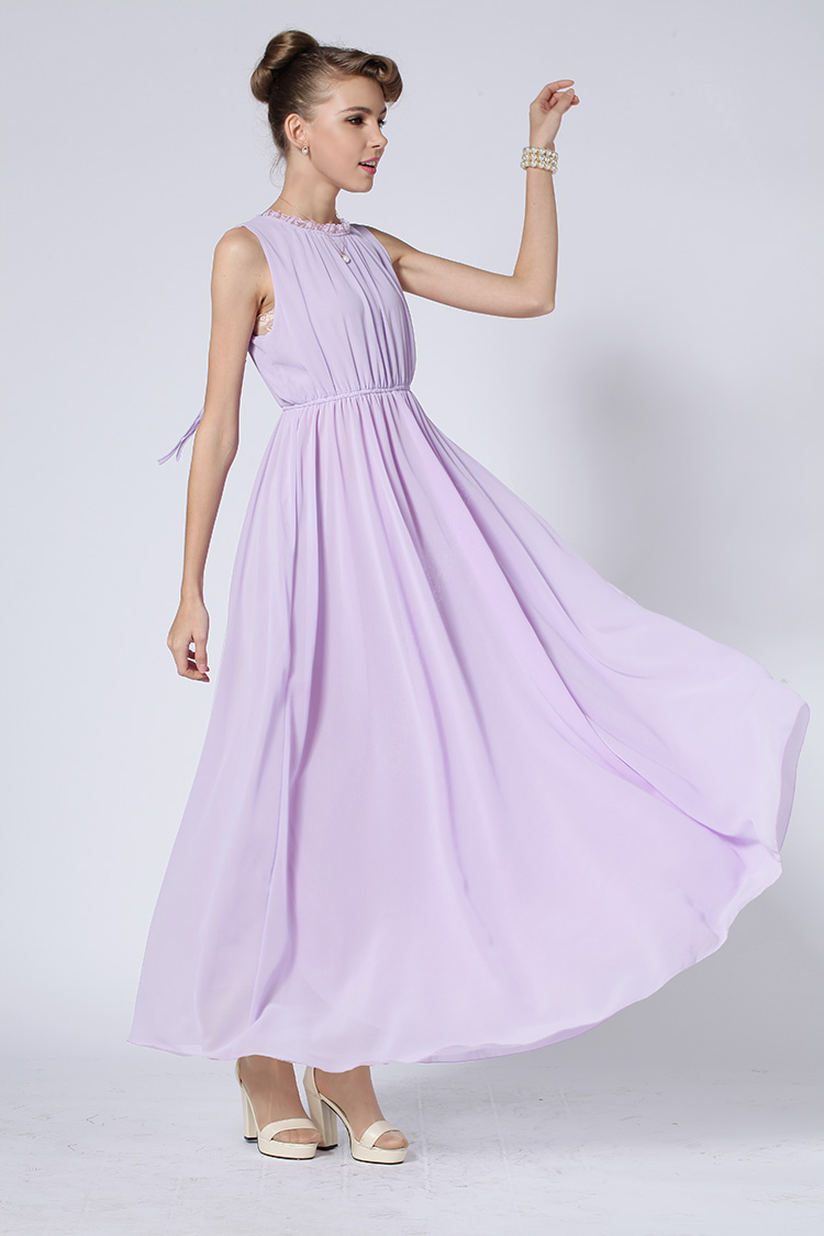 Purple Sleeveless Chiffon Maxi Dress on Luulla