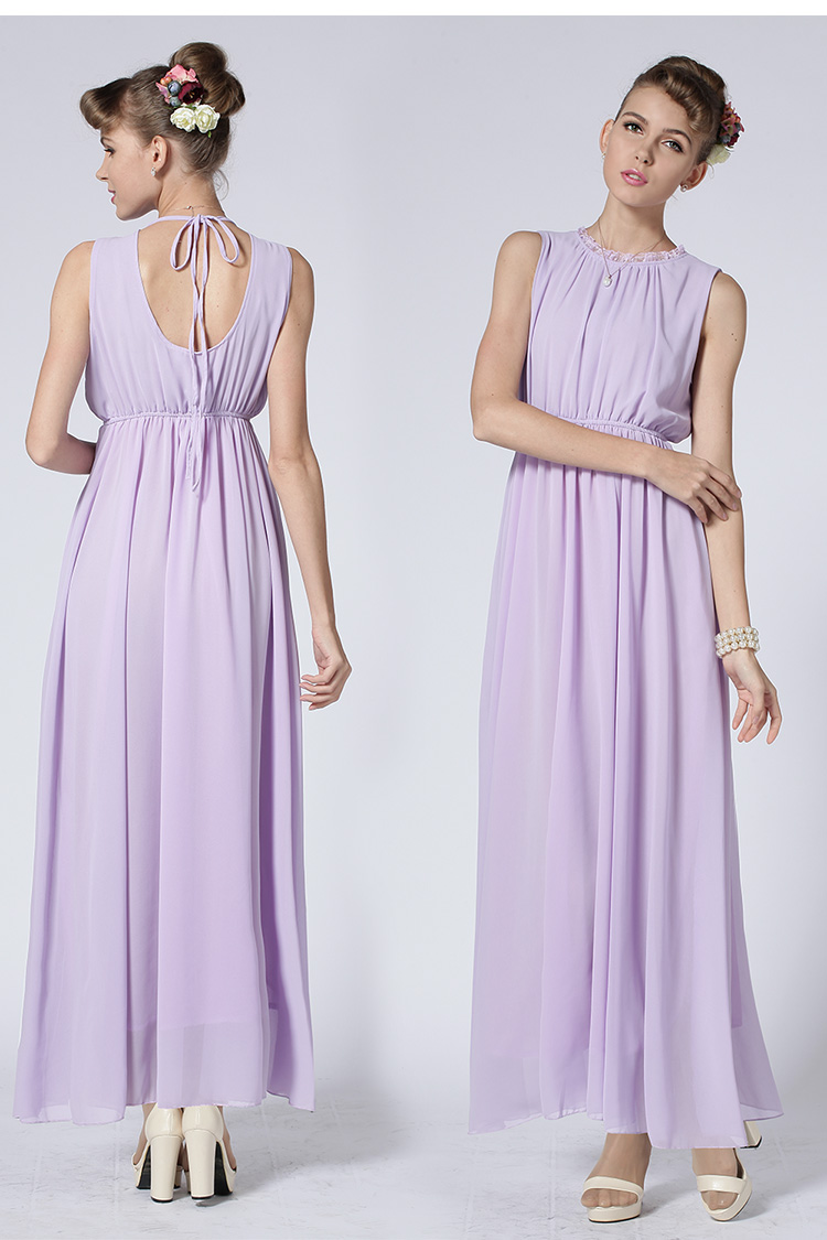 Purple Sleeveless Chiffon Maxi Dress on Luulla