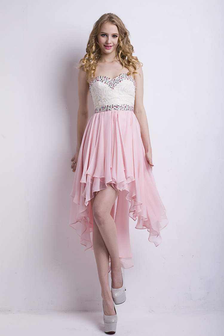 Sexy Sweetheart Strapless Asymmetrical Chiffon Evening Party Prom Dress