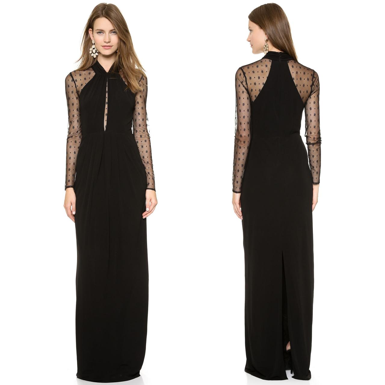 Sexy See-Through Long Sleeve Lace Party Dress Women Maxi Dress on Luulla