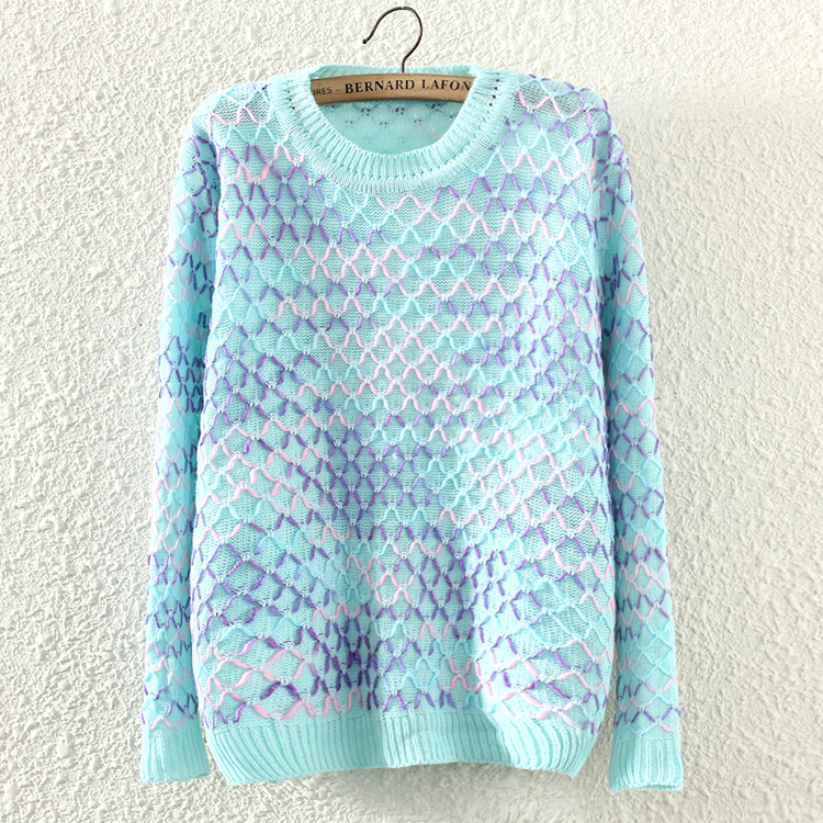 Fashion O-neck Long Sleeve Loose Knit Sweater Pullovers Women Clothing For Autumn&winter