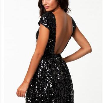 Sexy Backless Sequined A-l..