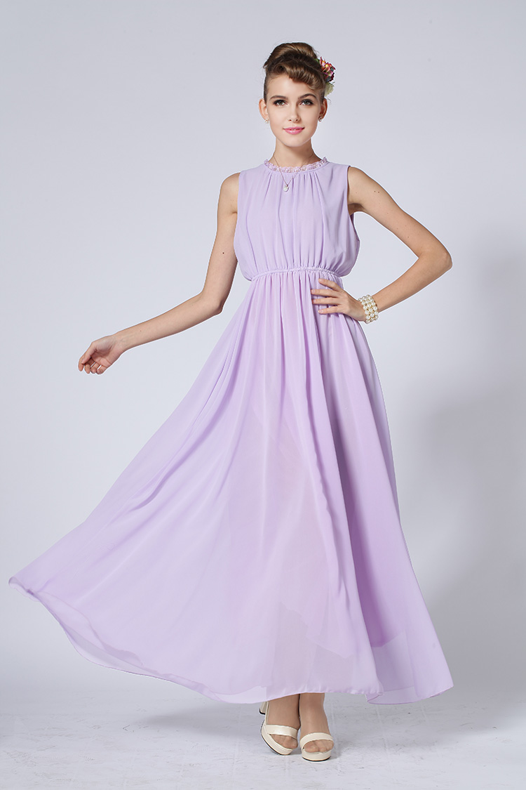 Purple Sleeveless Chiffon Maxi Dress on Luulla