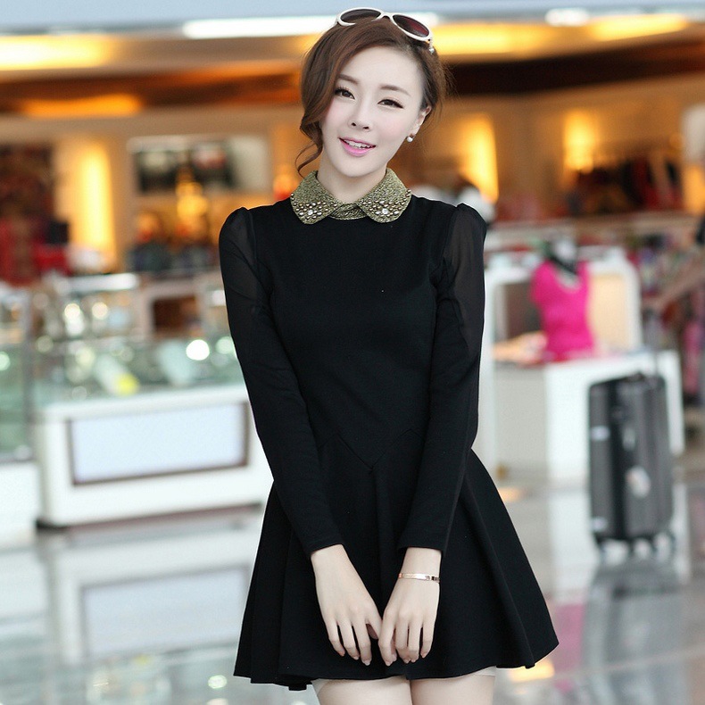 black flared skater dress Black Fit & Flare Skater Dress for Women main image 1
