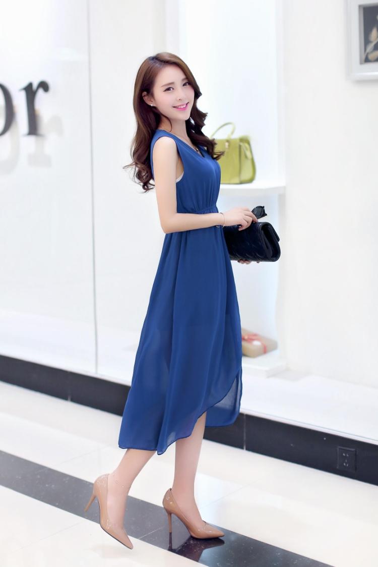 Summer V Neck Sleeveless Chiffon Casual Maxi Dress On Luulla