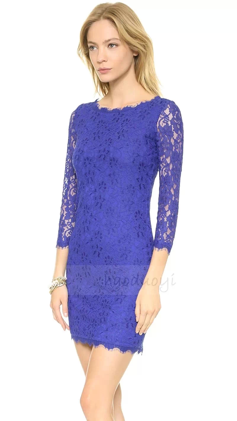 Sexy Zipper Half Sleeve Lace Slim Dress on Luulla